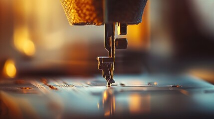 Closeup of a Sewing Machine Needle