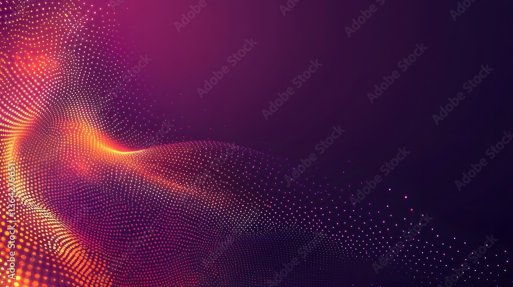 Poster eye-catching purple background featuring a unique pattern of dots in a synthwave style for creative 