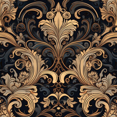 Medieval Ironwork Gothic Wallpaper – Wrought Scroll Pattern