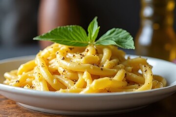 Creamy Pasta Cacio E Pepe with Cheese and Pepper Focus