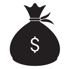 Money Bag black Silhouette Vector, Money Bag Clipart, Money bag icon on white background