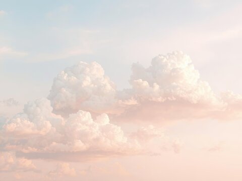 Dreamy clouds and pastel sky background with soft gradient hues, Ai Generate.