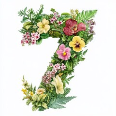 Obraz premium Botanical-themed number 7