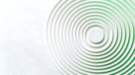 Fototapeta premium Abstract Concentric Circles Design With Green Gradient On White Background For Modern Minimalist Visuals