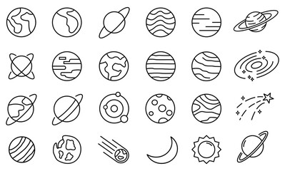 Outer Space icon set editable stroke 