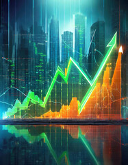 Naklejka premium Finance business background. Stock crash market exchange loss trading graph analysis investment indicator business graph charts of financial digital background.