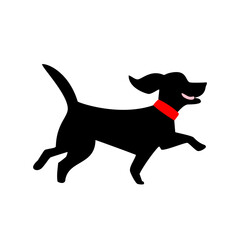 黒色の犬が無邪気に笑顔で走り回っているシンプルな素材