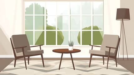 Obraz premium Cozy living room with large window.