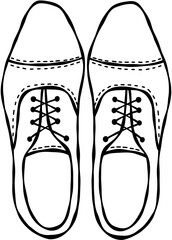 Groom’s Wedding Shoes Hand Drawn Line Art Vector Illustration