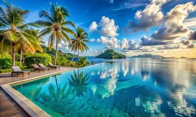 Swimming pool with palm trees