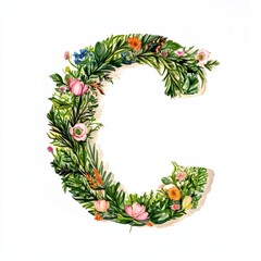 Botanical-themed letter C