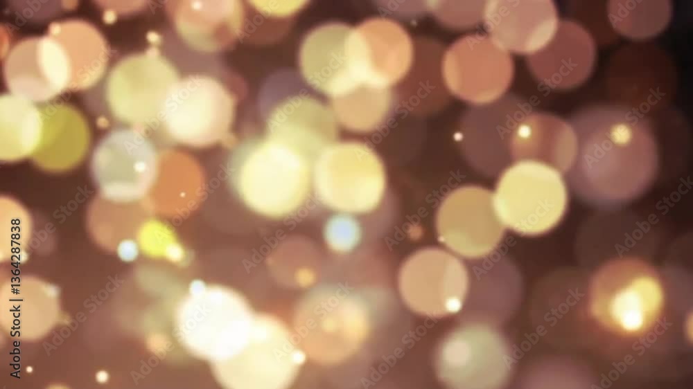 Poster golden bokeh light effect with soft glowing circles on blurred background – elegant abstract animati