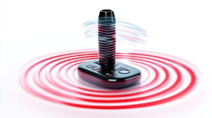 Black joystick with a spiral effect radiating out from it