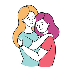 Two women share a heartfelt hug, their embrace filled with warmth, comfort, and deep emotional connection, symbolizing love, support, and genuine friendship.