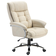 Naklejka premium Cream Office Chair: Comfort & Style isolated on transparent background