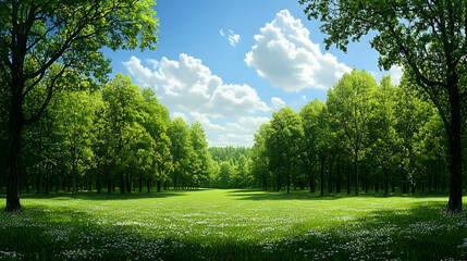 Naklejka premium Pixelated Summer Forest Landscape With Meadow And Flowers