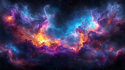 Fototapeta premium Vibrant nebula with cosmic dust and gas.