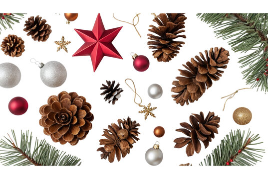 Flat lay of Christmas ornaments shine bright