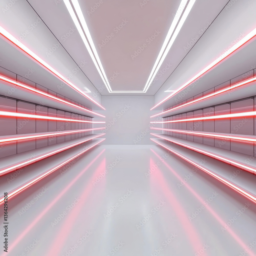Poster abstract tunnel with light and motion creating a fast, futuristic perspective of transportation and 