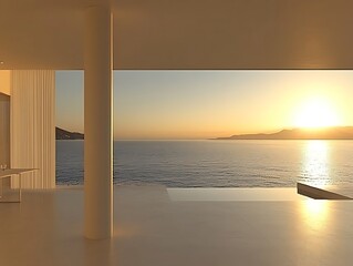 Modern Home Ocean View Sunset