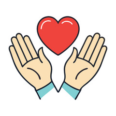 A human hand gently holding a bright red heart shape, symbolizing love, care, compassion, and kindness in a simple yet powerful gesture of connection.