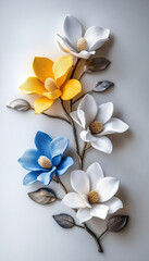 Fototapeta premium White frangipani flower on a wooden table with tropical beauty and natural elegance