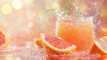 A glass of orange juice with a slice of grapefruit in it