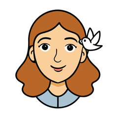 Elegant illustration of a woman's face in profile, seamlessly blended with a peaceful dove, symbolizing beauty, serenity, and harmony in a graceful, artistic style.