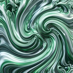 Fototapeta premium Liquid Metal – Mercury-like swirls (silver/neon green). 