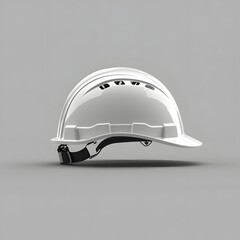 A white high detail 3D model of a safety helmet designed for industrial or construction workers to provide protection and security on the job site