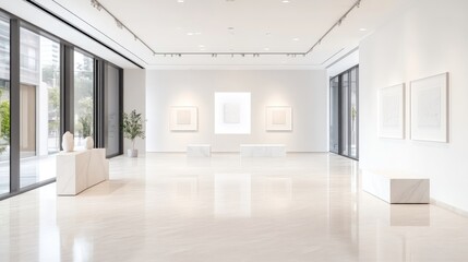 Fototapeta premium Modern art gallery interior, minimalist exhibition space