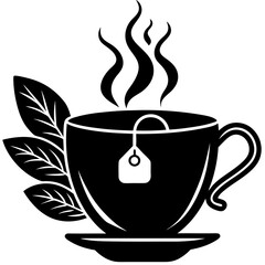 Herbal Tea Silhouette Black Vector Design Digital Download