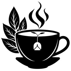 Herbal Tea Silhouette Black Vector Design Digital Download