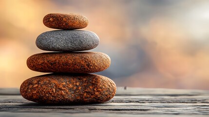 Impressive stack of varied rocks displaying zen simplicity and natural beauty in a calm outdoor setting
