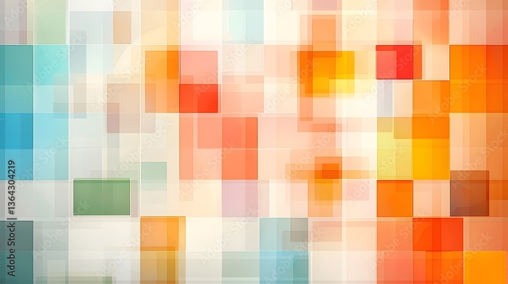 Poster A visually striking abstract background composed of vibrant pixelated squares in warm shades of orange yellow and red creating a retro inspired contemporary design