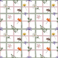 Watercolor seamless pattern with flowers in pastel colors. Pattern for textile, fabric, decor and design. 