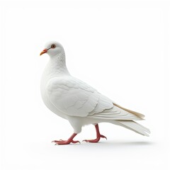 Naklejka premium A white standing pigeon or a dove stands on a white background