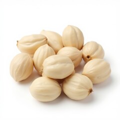 A fresh bulb of garlic with several cloves isolated on white background