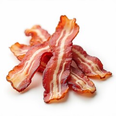 Bacon strips top view isolated on a white background