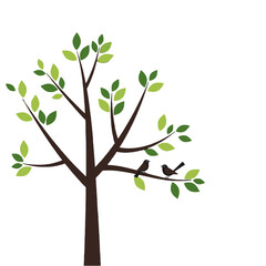 Obraz premium Tree with Birds on a Branch