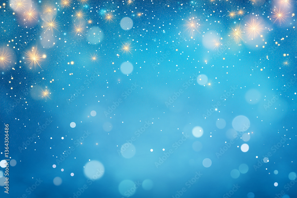 Poster blue sparkling background with bokeh effect