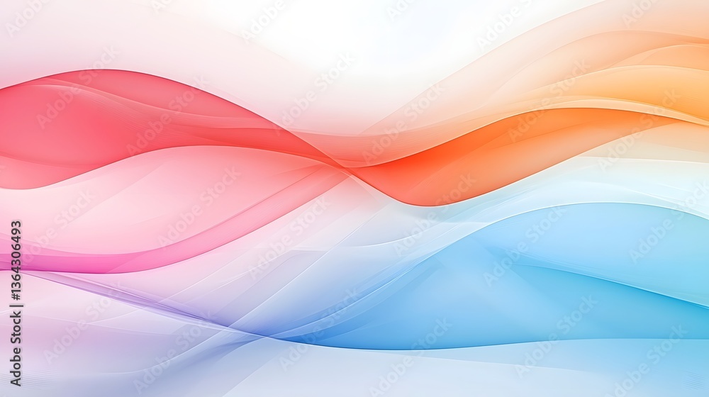 Poster Vivid neon colored gradient waves with smooth flowing lines and soft blurred edges create an energetic and dynamic abstract design