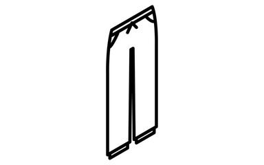 Bottoms, jeans, simple isometric line drawing icon in black and white