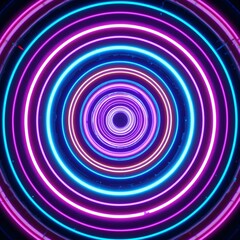 Obraz premium Psychedelic Circles – Concentric rings in neon (UV-reactive). 