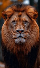 Fototapeta premium Majestic Lion A Close-Up Portrait of the King of the Jungle, Mobile Background