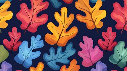 Colorful Autumn Oak Leaves Pattern. (9)