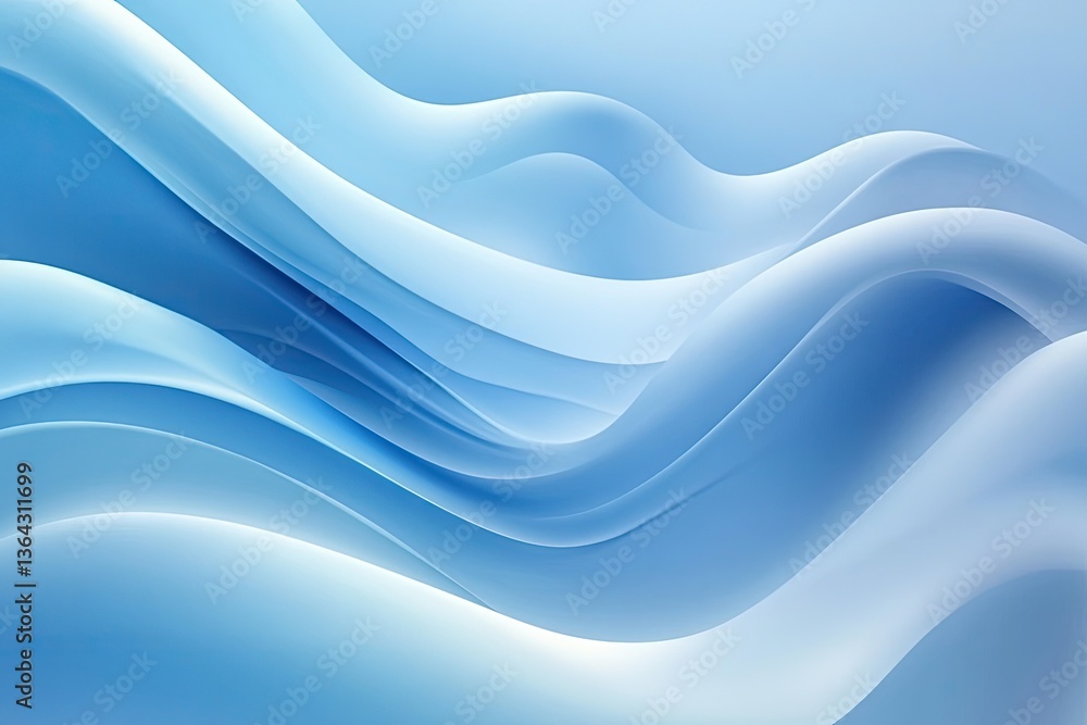 Poster fluid, light blue abstract waves. soft, flowing, dynamic lines create a sense of movement and depth