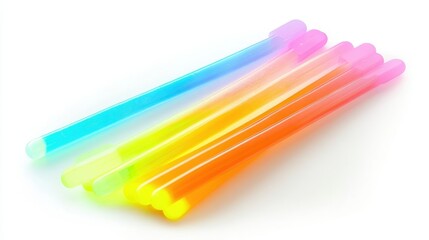 Colorful translucent glowing sticks arranged on a white surface