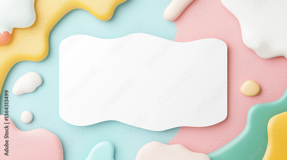 Poster pastel canvas: a pastel-colored background with a blank wavy shape in the center, perfect for adding