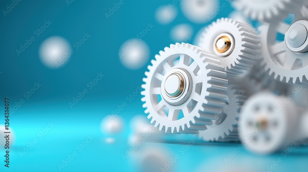 Aufkleber an intricate arrangement of interconnected metallic gears and cogs representing the complex mechanis